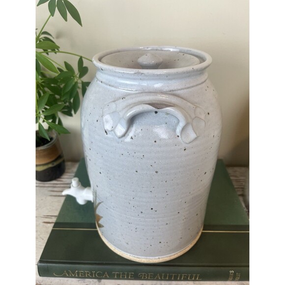 Rare Vintage 1960s MCM Farmhouse Stoneware Dispenser For Water Tea or Lemonade - Picture 6 of 10